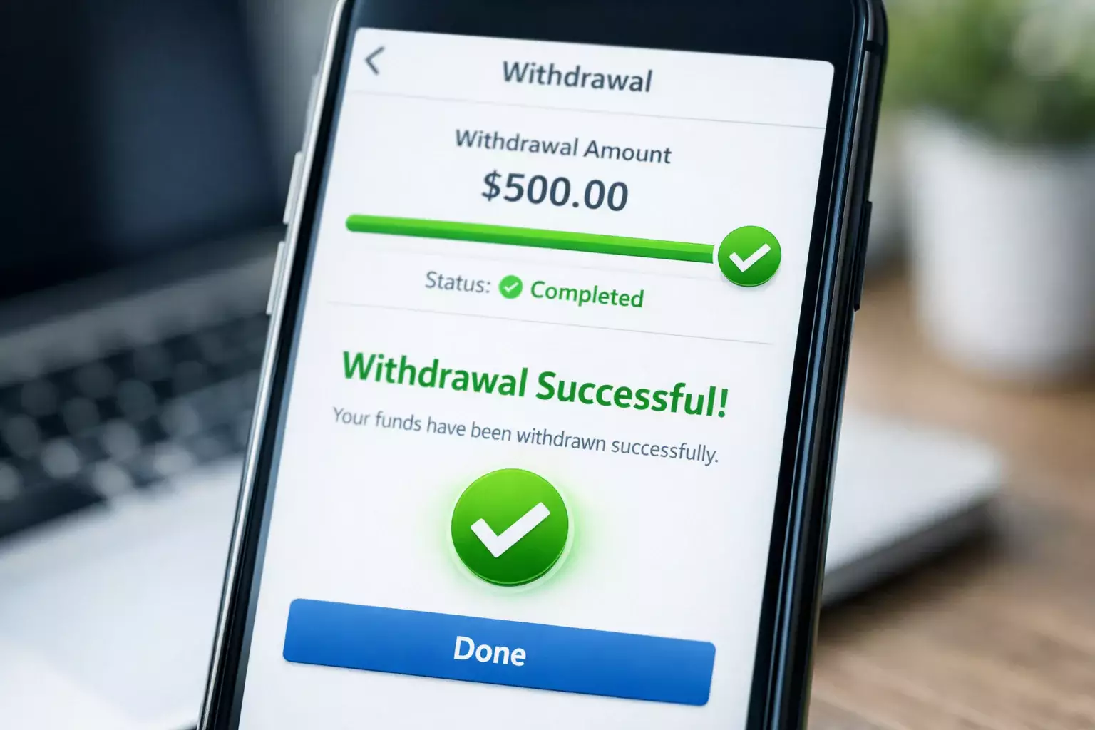 Interface de retrait Betclic montrant un traitement rapide