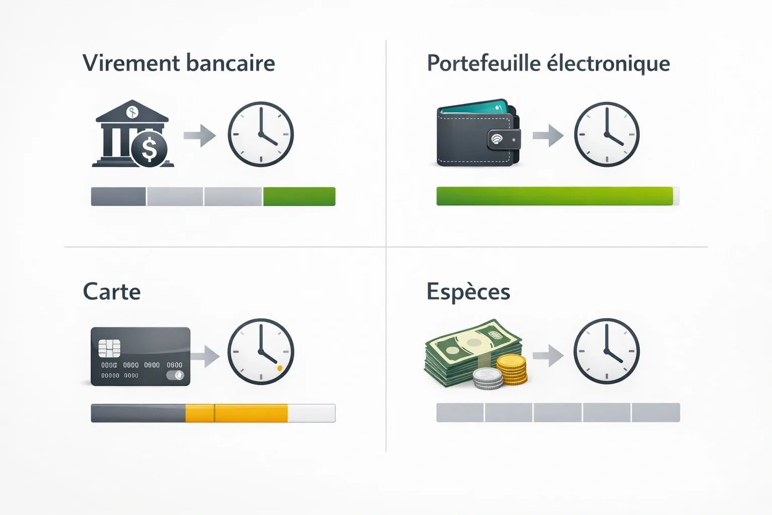 Comparaison visuelle des différentes méthodes de retrait et leurs délais