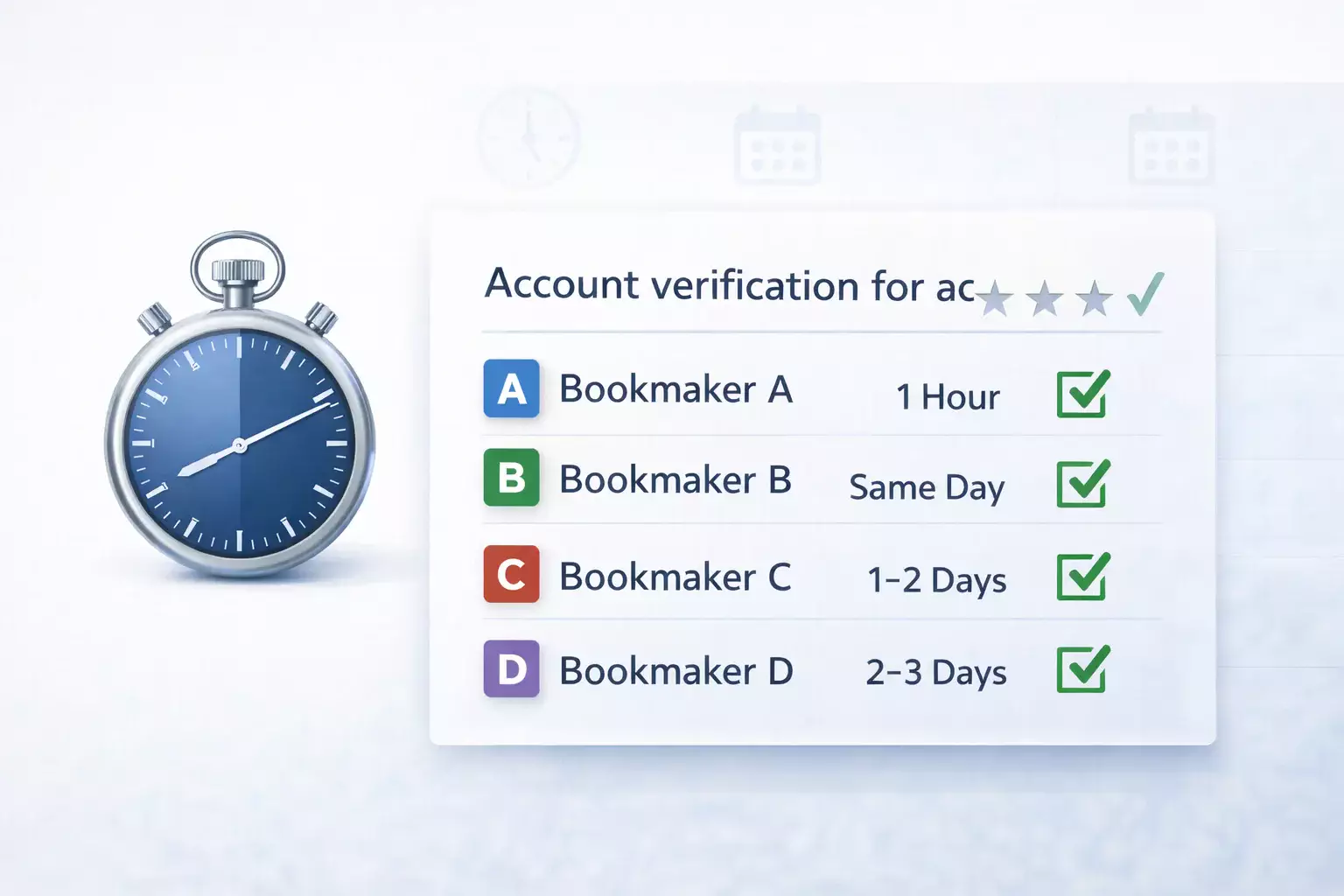 Horloge symbolisant les délais de vérification des différents bookmakers