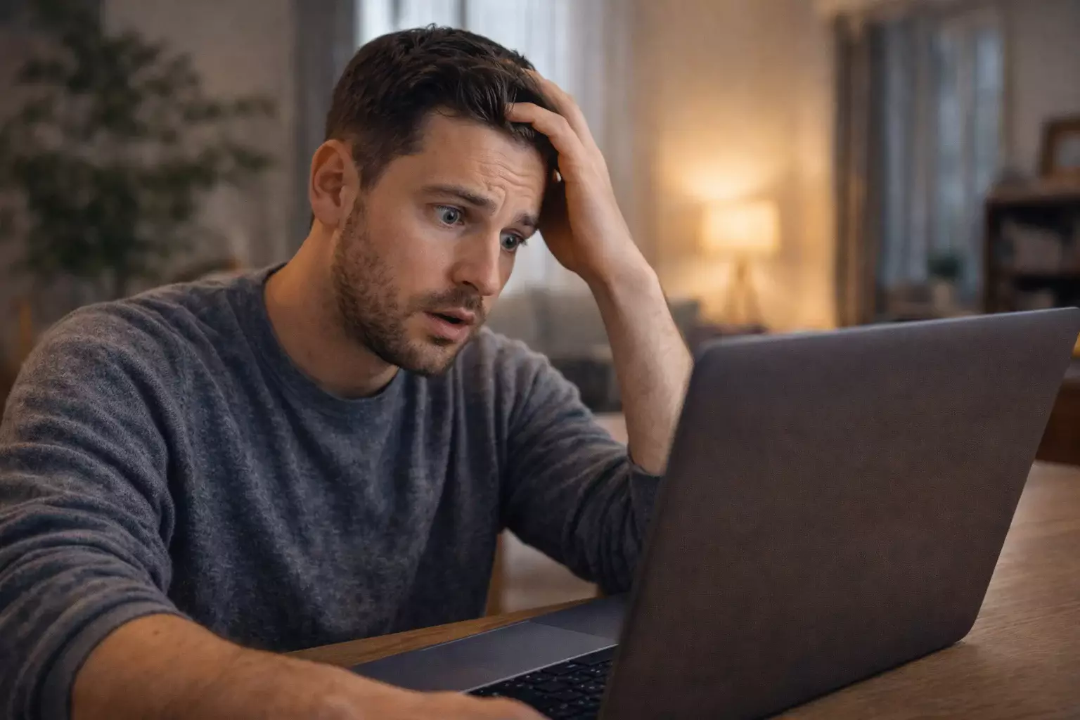 Personne réalisant une erreur sur une interface de pari avec expression de surprise