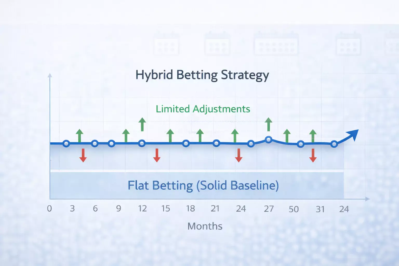 Schéma montrant une approche hybride combinant flat betting et ajustements contrôlés