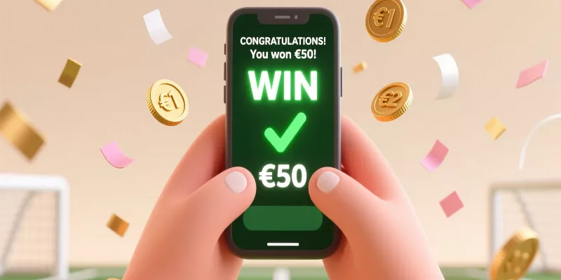 Illustration célébrant une petite victoire dans les paris sportifs avec smartphone affichant notification de gain