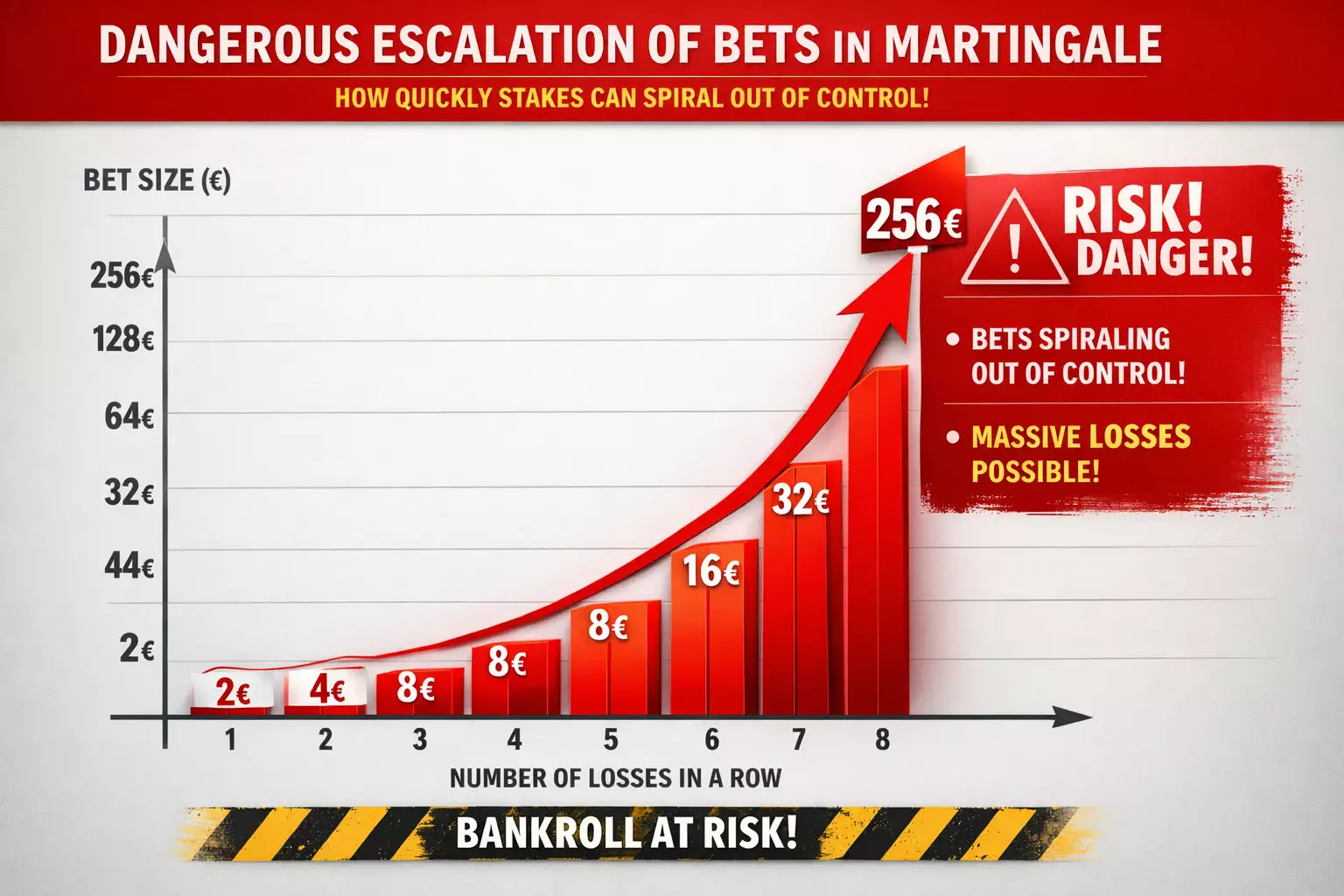 Graphique montrant l'escalade des mises dans les systèmes progressifs